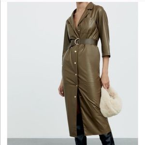 Zara | Dresses | Zara Faux Leather Shirt Dress | Poshmark